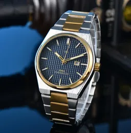 メンズレディースティソティティ1853ウォッチデザイナーラグジュアリークォーツムーブメントウォッチQualitサイズ42mmステンレス鋼ストラップサファイアオロログオメンPRX wristwatches＃6677