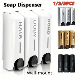 Liquid Soap Dispenser 1/2/3Heads Manual Wall Mounted El Shampoo Box Bath 400ML Bottle Hanger Press Home