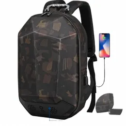 Ozuko Men 15.6 "Laptop ryggsäck Hårt skalväska Vattentät tonåring Schoolväska Multifuncti Male Travel Mochila USB -gränssnitt 96ii#