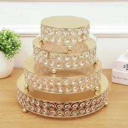 Decorative Figurines Crystal Cake Stand Metal Round Charger Plate Wedding Party Decoration Supplier Baking & Pastry Dessert Tools