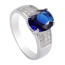 Eulonvan Charm 925 Sterling Silver Wedding Rings Expensories for Women Blue Blue Cubic Zirconia S3706 Size 6 7 8 9 10 240322