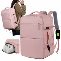 حقيبة تحمل على الظهر النسائية سعة كبيرة متعددة الفوانيك ساحة USB شحن Busin Travel Lage Bags Student Schoolbag M5pp#