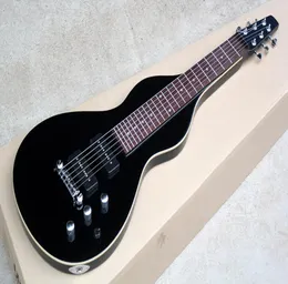 Chitarra elettrica insolita con barra di scorrimento Black Hawaii personalizzata in fabbrica con tastiera in palissandroHardware cromatiOfferta personalizzata8238140