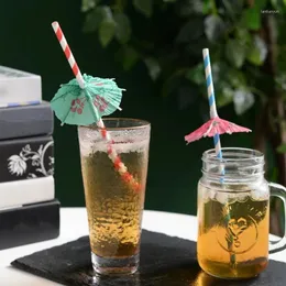 Drinking Straws Umbrellas Plastic Straw Cocktail Drink Picks Food Dessert Cake Stick HawaiiansBirthday Party Decoration Wedding Supplies