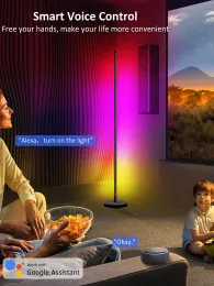 Rund basgolvlampa Smart LED -strip RGB Light Bar Monitor TV Backlight Mood Lighting Remote Standing Lights Gaming Room Decor