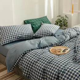 Bettwäsche-Sets Korea Retro-Stil Plaid Bettbezug 2024 Ankunft hautfreundliche Stoffe Tröster Set Schlafzimmer Quilt