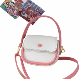 Borsa a tracolla per bambini Mini Square semplice Borsa a tracolla per bambina carina Portamonete Borse a tracolla in pelle Pu colore Ctrast Borse per bambini U7Pr #