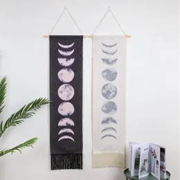 Tapestries Moon Wall Hanging Tapestry Nine Phases The Full Growth Cycle Ornament Home Decor ( White )
