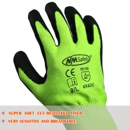 Nmsafety 1 Paar hochwertiger superweicher Typ Hi-Viz Gelb Sicherheit Schnitt resistente funktionierende Handschuhe