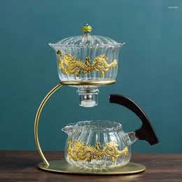 Наборы чайной посуды Креативный чайный сервиз Zen Дракон Стекло Поднос для ленивых чашек Автоматический заварочный чайник Безопасная упаковка