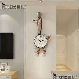 Relógios de parede Meisd Relógio de desenho animado bonito grande decoração casa crianças quarto relógio de metal agulha criança quartzo horloge entrega jardim dec dholm