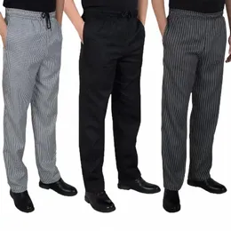 nuovo Executive Peppers Black Restaurant Party Uniform Service White De Red Chef Elastic Pant Cook Striped g17y #