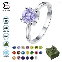 حلقات الكتلة cocosily 1ct متعددة الألوان د Moissanite S925 Sterling Silver Quality Women Women Ring Freehy Personalized Miamond Jewelry