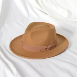 SOMBRERO FEDORA 모자 보우 하트 모자 펠트 모자 작은 뒤집힌 챙 남자 남자 상단 모자 빈티지 재즈 모자 고르 라스 파라 홈 브레스