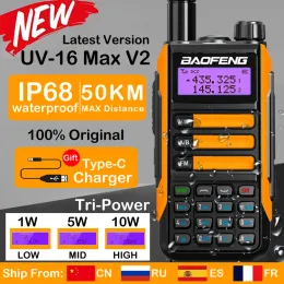 2023 novo baofeng uv-16 max v2 walkie talkie talkie banda dupla high power cb radio vhf uhf cb ham radio upgrade long uv-5r pro