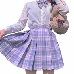 日本の学校のユニフォームスーツ格子縞のプリーツプリーツスカート学生コスプレアニメミニグリッドスカートJKユニフォームセーラースーツショートスカートガールH9S4＃