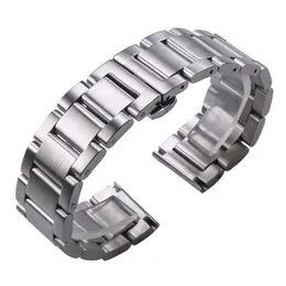 Solid 316L Stainless Steel Watchbands Silver 18mm 20mm 22mm Metal Watch Band Strap Wrist Watches Bracelet CJ191225263W