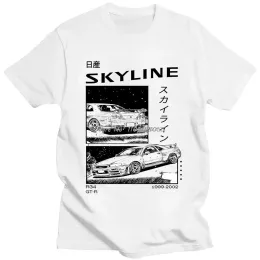 Drift Anime japonês AE86 inicial D dupla face-shirt O-G-GEDO SLANECIDADE CURTO CASUAL DE VERÃO CASual R34 Skyline GTR JDM T camisetas