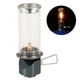 Tools Windproof Butane Gas Light Dreamlike Candlelight Lamp Wickless Glass Shade Retro Tent Light Burner Outdoor Camping Picnic Lamp