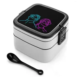 Geschirr Pnl Two Neon Brothers Bento Box Auslaufsicheres quadratisches Mittagessen mit Fach 2Brere Qlf Personalisiert