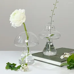 Vasos cogumelo em forma de vidro vaso transparente hidropônico vaso de flores criativa garrafa de planta escritório decoração de mesa decoração de casa presentes