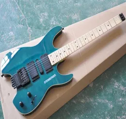 Alev akçaağaçlı mavi başsız elektro gitar Veneerrosewoodmaple klavyesi mevcut 24 fretscan istek olarak özelleştirilebilir3195223