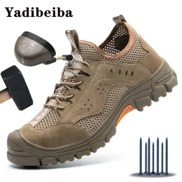 Botas de aço do dedo do dedo do pé de segurança sapatos de segurança homens homens de construção shoeshing antismo trabalho respirável tênis botas de segurança industrial botas
