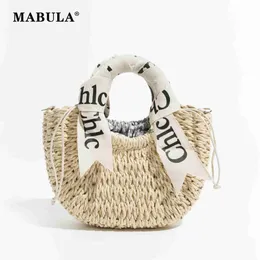 Totes Mabula Straw Borsa da donna a mezzaluna da donna Borsa a mano design semplice tinta unita Borsa piccola Borsa a tracolla moda Portafoglio mobile H240330