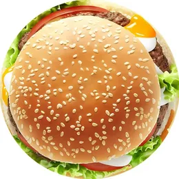 1 st hamburgare tryck filt, rolig matflanell rund filt, mjukt varmt kast filt tupplur filt för soffa soffa kontorsbädd kamera