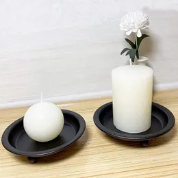 Candle Holders 2 Pcs 4.3 Inch Iron Holder With 3 Spherical Feet For Taper Candles Wedding Dinning Party Decoration