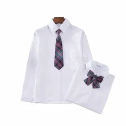 Camicia da donna JK Style Lg Sleeve Solid White Top con cravatta Studenti Camicie femminili coreane giapponesi Stile Harajuku Busin estivo q5CS #