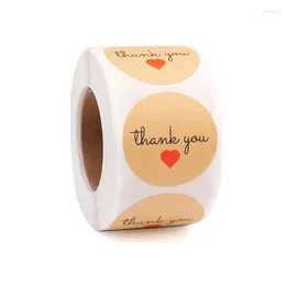 Gift Wrap 50JC 500pcs Homemade Thank You Kraft Stickers Round Seal Label For Small Shop Handmade Stationery Decoration