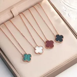 high end necklace chunky designer necklace Clover necklace for women with double sided natural red agate pendant ollarbone chain Mothers Day Christmas gift