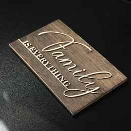 Personalisiertes Familienschild aus Holz, individuelles Schild mit Lasergravur, hölzernes Namensschild, Holz-Schreibtischname, Stundenschild, Wandschild, OEM-Drop 240325