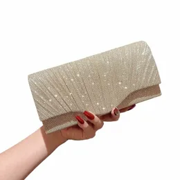 Ladies Glitter Sier Clutch Bag Bag Bag Evening Fi Fi Elegant LG Presh Women Chain Coftle Counter Bass Party Party Party O730#