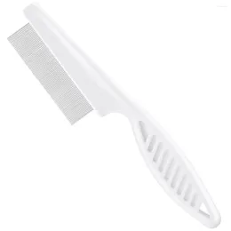 Vestuário para cães UEETEK Removedor de manchas de animais de estimação Pente portátil portátil com dentes finos para ferramenta de escova de limpeza (branco)