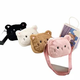 Bonito Macio Plush Crianças Bolsa de Ombro Carto Cat Baby Girls Menger Pequenos Sacos Crianças Bolsas Coin Purse f3zt #