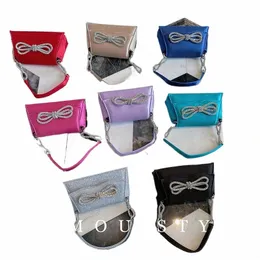 rhineste Diamd Bow Bolsa Designer de Cristal Brilhante Trapézio Cetim Saco de Noite Festa de Casamento Bolsa de Embreagem Senhora Bolsa de Ombro g2v1 #