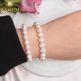ASHIQI braccialetti di perle d'acqua dolce naturali autentiche braccialetti per le donne con il regalo di gioielli di perle bianche di moda classica 240319