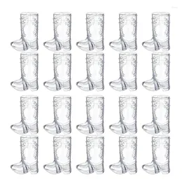 Engångskoppar Straws Pack med 20 mini Clear Plastic S Glass Cowboy Theme Decoration Boot Cup Fun Party Supplies Dropship