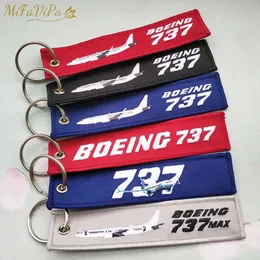 Keychains Lanyards MiFaViPa Embroidered Boeing 737 Keychain Phone with Black Red Aviation Keychain Pilot Gift Mens Flight Crew Luggage Label J240330
