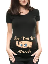 Maternidade feminina Anúncio de gravidez nova roupa de mãe engraçada Vejo você em janeiro a dezembro Mulheres grávidas camiseta
