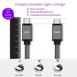 10 mm lång USB-typ C-kabel USB-C Type-C Fast Charging Cabel för BlackView BV9900 BV9600 A80 Pro Oukitel DooGee S68 Pro Charger