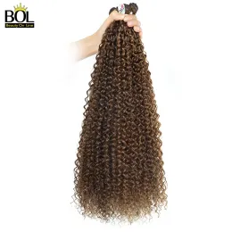 BOL Natural Curly Hair Extensions Long Synthetic Jerry Curly Bundles ombre 금발의 가짜 머리를위한 열 저항성 파도