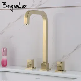 Rubinetti per lavabo Bagno Bagnolux Gold Installazione da piano Installazione a tre fori con doppia maniglia con rubinetto freddo e miscelatore