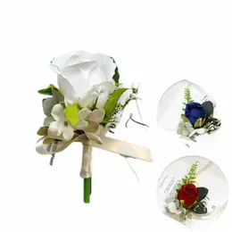 new Artificial Silk Brooch Pin Wrist Corsage Fr Wedding Women Men Boutniere Bracelet Bangle Groom Bride Party Decorati x8aX#