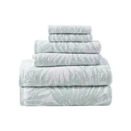 Bahama - Set da bagno, asciugamano in cotone decorativo per il bagno, morbido e altamente assorbente (lago Palm Grey Green, set da 6 pezzi)