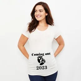 Bebek Yükleme 2023 Baskılı Hamilik Tişört Hamile Giysiler Yaz T-Shirt Gebelik Duyuru Gömlekleri Yeni Anne T Shirt Üstleri