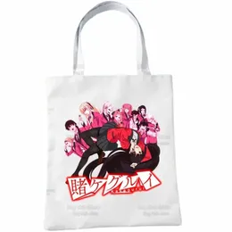 Kakegurui Japanese Anime Manga Yumeko Jabami Korea Ulzzang Shopper Bag tryck Canvas Tygväska Handväskor Kvinnor Bag axelväskor 63VT#