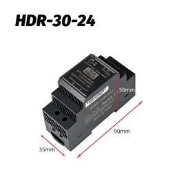 تبديل مزود الطاقة HDR-Series 30W AC-DC 5V 12V 15V 24V 48V ULTRA SLIT LOPE STOP